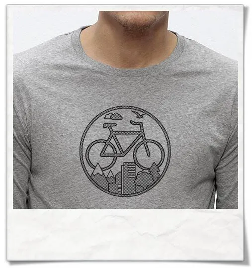 Picopoc Picopoc Fahrrad / Bike / Stadt / Land / Natur / Outdoor / Langarm T-Shirt, Grau, – Produktbild 3 von 4