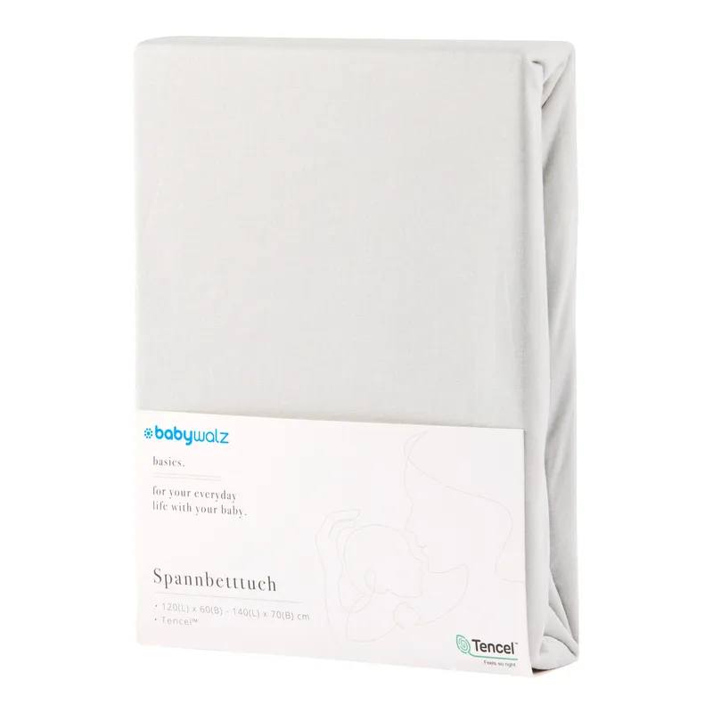 baby-walz Baby-Walz Basics Spannbetttuch TENCEL™ 60x120 -70x140 cm, Grau, – Produktbild 1 von 2