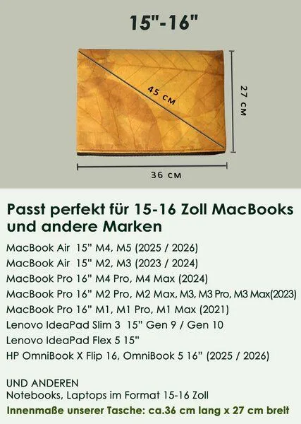 BY COPALA BY COPALA 15–16 Zoll Laptoptasche aus Teak-Blattleder in gelb – Produktbild 1 von 8