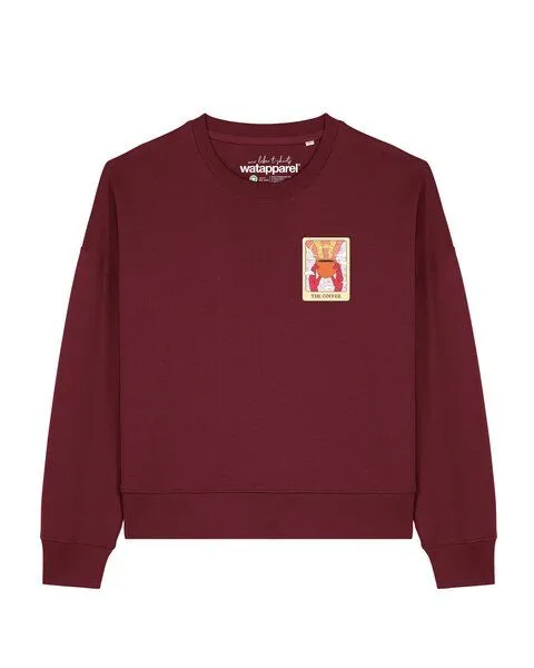 watapparel watapparel Sweatshirt Frauen Tarot The Coffee, Burgundy, – Produktbild 1 von 2