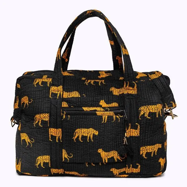 KIKOONI KIKOONI handgefertigte große Reisetasche TRAVELER BAG, Black leopard, – Produktbild 4 von 4