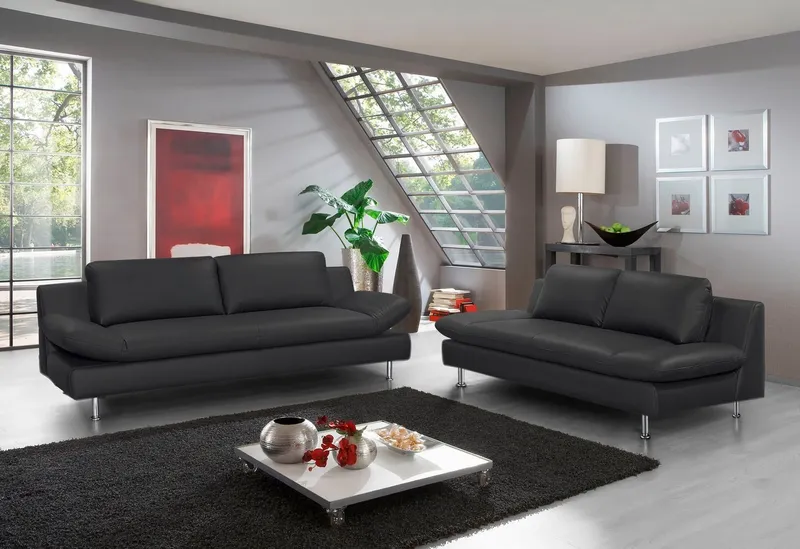 Places of Style Polstergarnitur Redding, (Set, 2-tlg), bestehend aus 2- und 3-Sitzer, Schwarz, – Produktbild 1 von 5