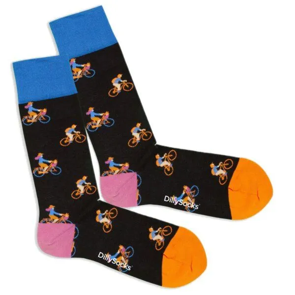DillySocks DillySocks Socken Bikes at Night aus Biobaumwoll-Mix, Schwarz, – Produktbild 1 von 3