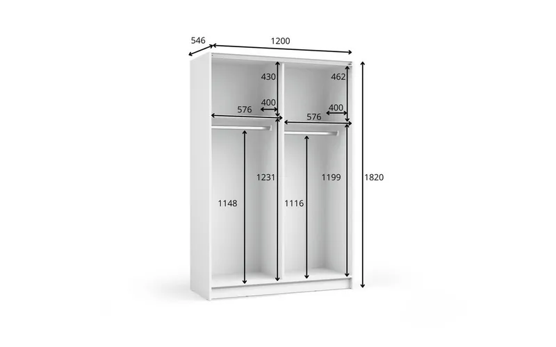 Home affaire Kleiderschrank Hildreth, Wäscheschrank, Schwebetüren, Versand nur 4,95! mit Spiegel, FSC®-zertifizierter Holzwerkstoff, Schwarz, – Produktbild 5 von 5