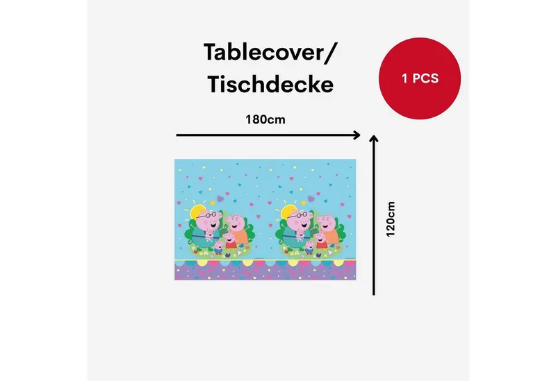 Procos Einweggeschirr-Set 76-tlg. Peppa Pig Made With Love Partyset für Kindergeburtstag, 16 Personen, Bunt, – Produktbild 5 von 5