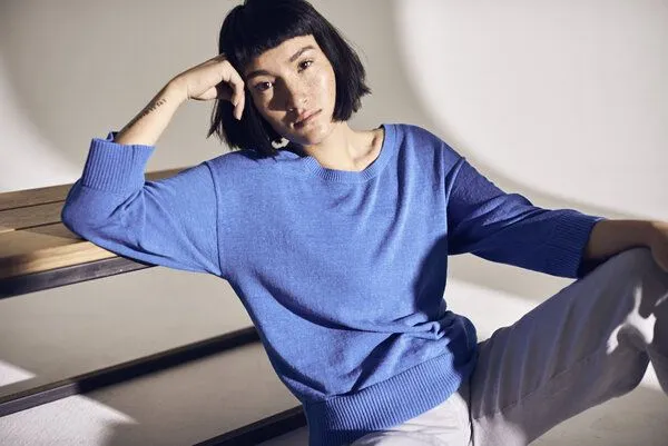 HempAge HempAge Leichter Pullover Hanf/Biobaumwolle, Topaz (blau), – Produktbild 4 von 4
