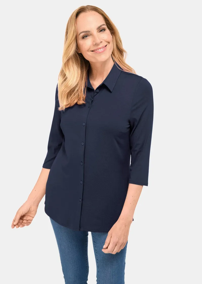 Goldner Klassische Jerseybluse aus hochwertiger Quaität und nachhaltig angebauten Rohstoffen - marine von Goldner Fashion, Blau, – Produktbild 1 von 3