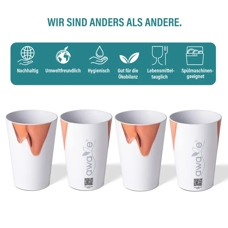 AWAVE Trinkbecher 400 ml rPET Set 4-teilig, mit Eichstrich – Produktbild 4 von 4