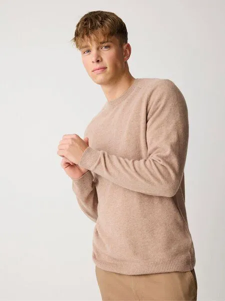 KnowledgeCotton Apparel KnowledgeCotton Apparel Strickpullover mit Rundhalsausschnitt aus Lammwolle, Rot-fig, – Produktbild 4 von 4