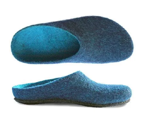 Gottstein Gottstein Magicfelt Filz Hausschuh aus 100 % Schurwolle (Merinowolle) Modell AN-709, Dark petrol, – Produktbild 1 von 1
