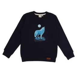 Walkiddy Baby Sweatshirt GOTS zertifiziert – 95% Bio-Baumwolle, Dunkelblau mit Wolfmotiv, weich & bequem, wärmend | Walkiddy – Produktbild 1 von 1