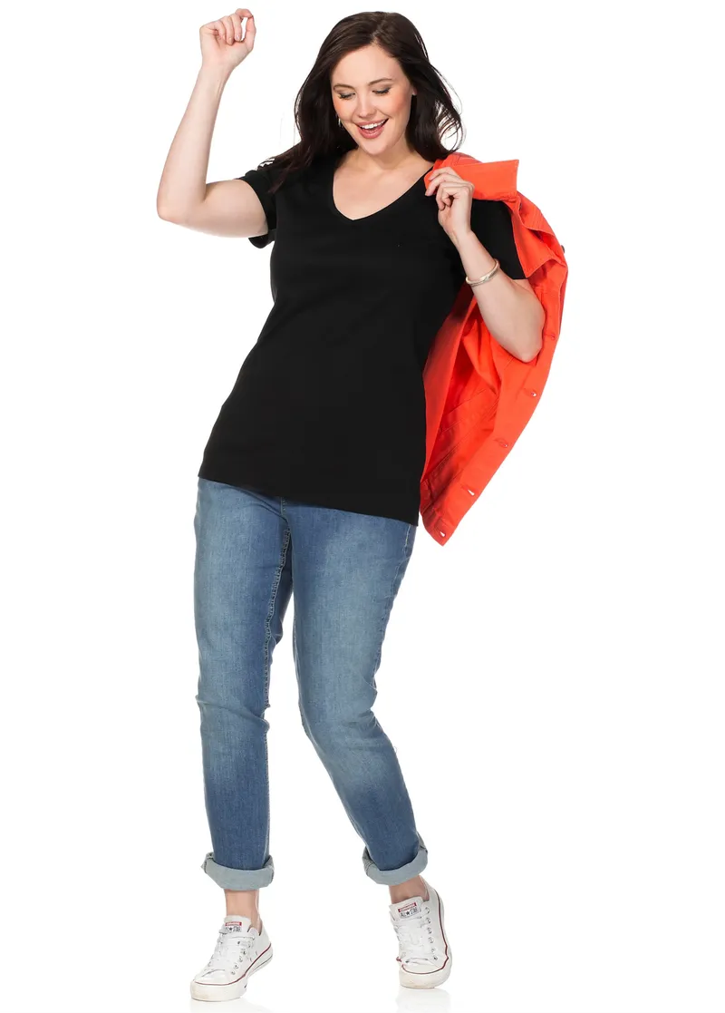 sheego T-Shirt schwarz, Schwarz, – Produktbild 3 von 3