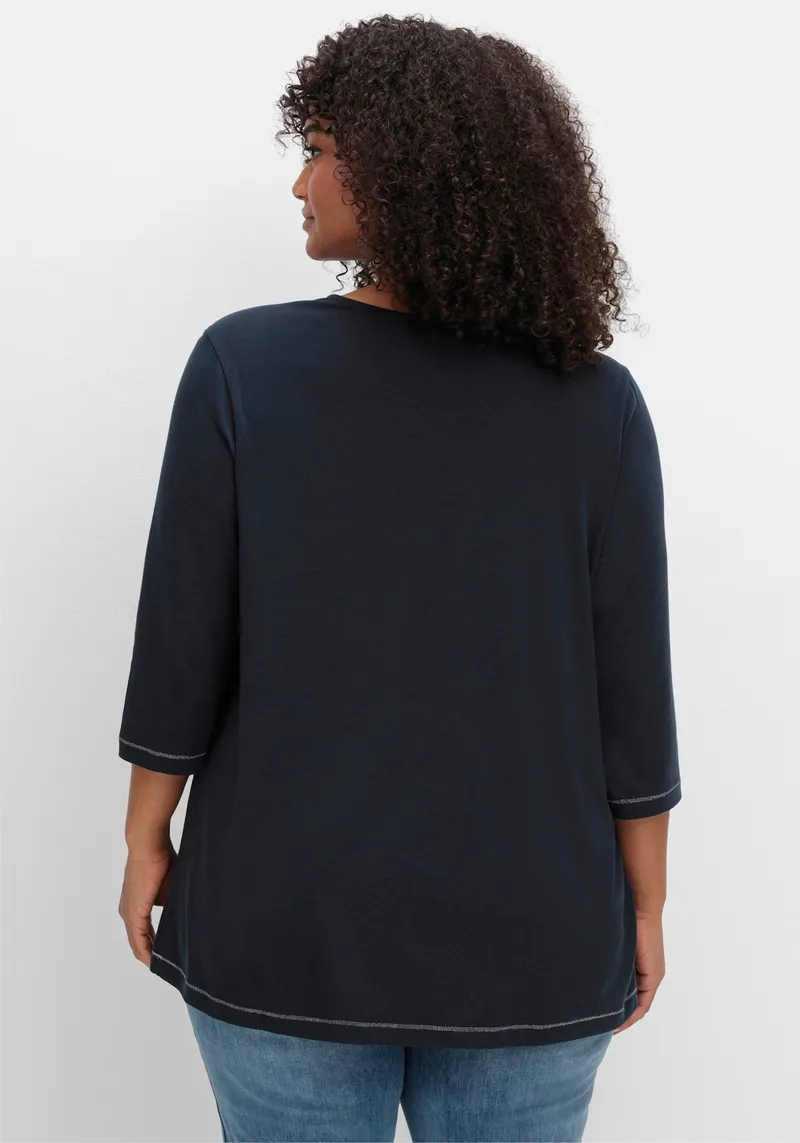 sheego 3/4-Arm-Shirt tiefblau, Tiefblau, – Produktbild 2 von 2