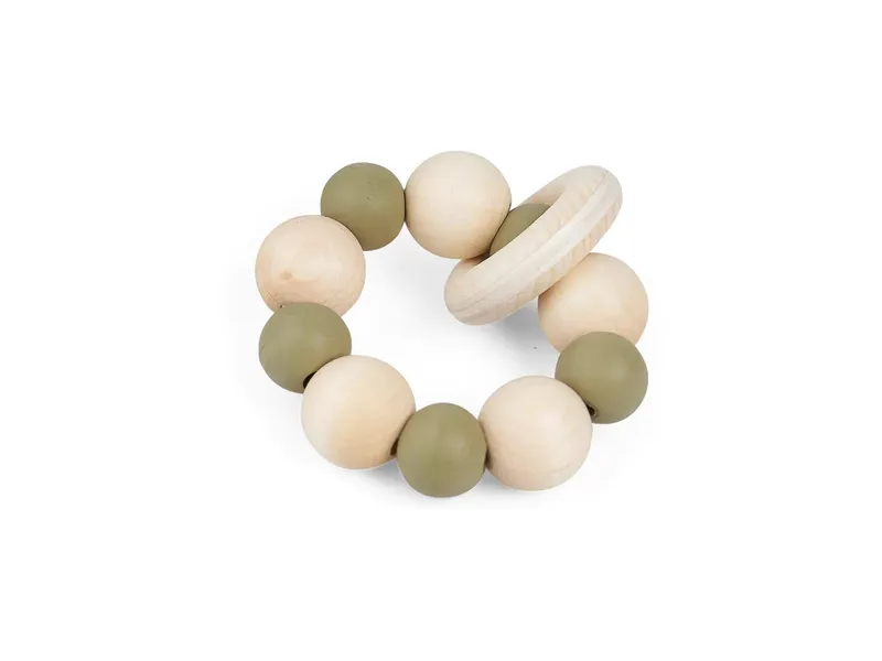 Grünspecht Grünspecht Greifling und Beißring aus Ahornholz mit Kautschukperlen, Wald Durchmesser 7 cm, Mehrfarbig, – Produktbild 1 von 2