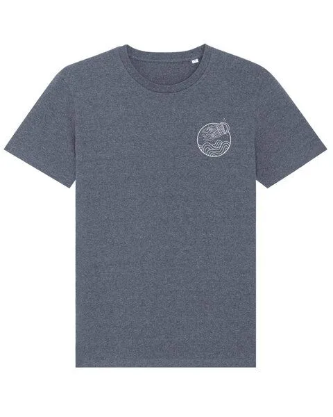 vis wear vis wear Qualle zwischen Ozean und Wellen – Natural Recycled Bio-Baumwolle Shirt, Blau meliert, – Produktbild 3 von 3