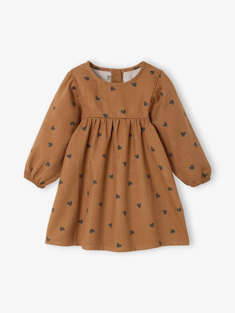 Vertbaudet Vertbaudet Baby Kleid mit Allover-Print, Hellbraun, – Produktbild 1 von 4