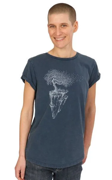 Life-Tree Life-Tree Shirt aus Biobaumwolle Fairwear für Damen "Maple Island", Blau, – Produktbild 2 von 5