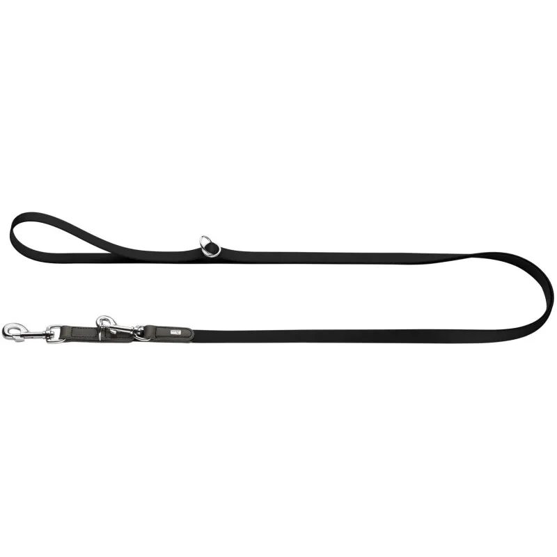 Dog Sport Dog Sport HUNTER stufenlos verstellbare Hundeführleine wolmar biothane x leder schwarz 1,6 cm, Schwarz, – Produktbild 1 von 2