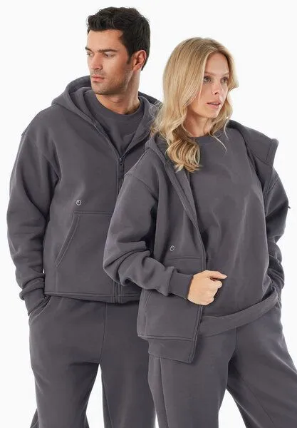 ORGANICATION ORGANICATION JENNA | Essentials Travel Unisex Full Zip-Hoodie aus Bio-Baumwolle und recyceltem Polyester, Shadow, – Produktbild 1 von 4