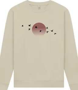 Spreecult Spreecult Sonne und Vögel - Unisex Sweatshirt - Bio und Fair - Natur Nacht Berge Wasser – Produktbild 1 von 1