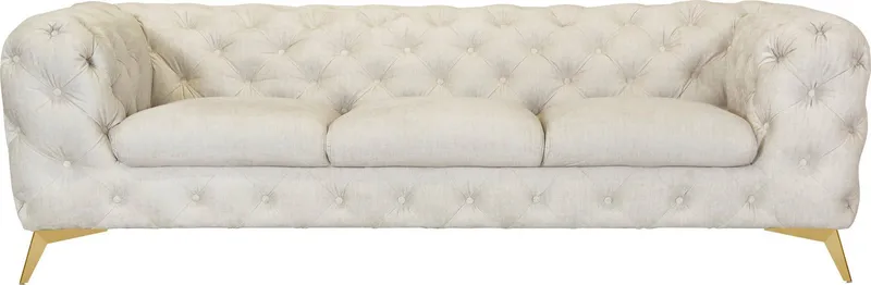 Home affaire Chesterfield-Sofa Glynis, aufwändige Knopfheftung, moderne Chesterfield Optik, Fußfarbe wählbar, Beige, – Produktbild 2 von 8