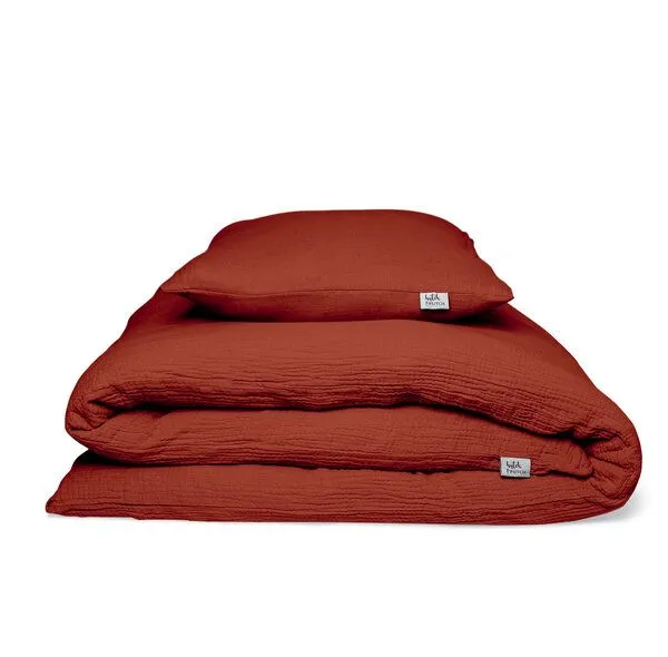 Hutch&Putch Hutch&Putch Musselin Bettwäsche Set 100% Bio-Baumwolle, Kupferrot, – Produktbild 1 von 4