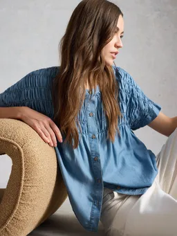 White Stuff Chambray-Bluse Tammy - 40 – Produktbild 1 von 1