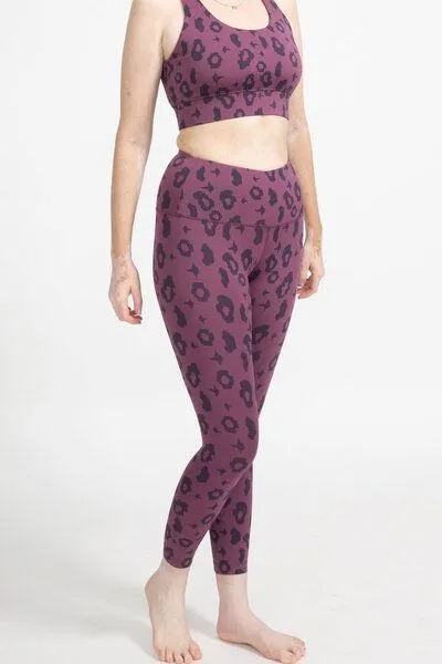 boochen boochen Highwaist Leggings mit Leopard Print, Lila leopard, – Produktbild 2 von 4