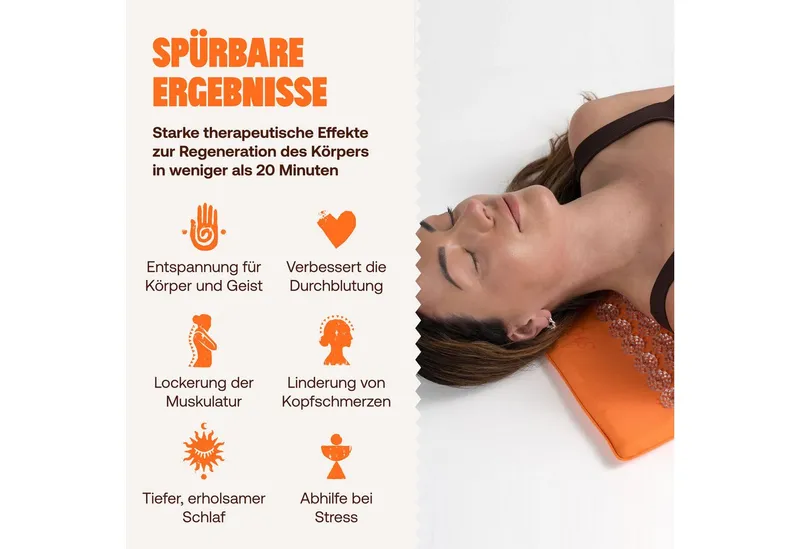 Shakti Mat Akupressurmatte Entspannung durch Akupressur - Faire Produktion, Bio-Baumwolle (Mit Matte und Kissen), Ethische Handarbeit, GOTS-zertifizierte Bio-Baumwolle, Schwarz, – Produktbild 2 von 8