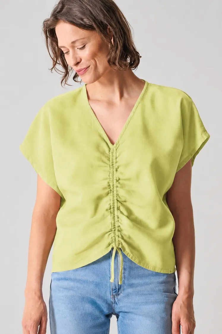 HempAge Hempage Damen vegan Bluse Gathered Summer Lindgrün, Grün, – Produktbild 2 von 2