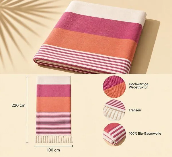 Sandiik Sandiik Strandtuch Multicolor aus Biobaumwolle in 2 Größen, Bunt, – Produktbild 7 von 8