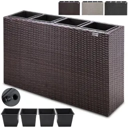 Casaria® Casaria Casaria Blumenkasten Polyrattan 4er 95 x 60 x 27cm creme – Produktbild 1 von 1