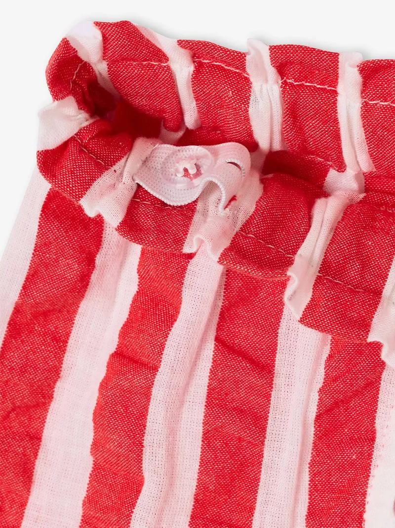 Vertbaudet Paperbag-Shorts Mädchen aus Seersucker, Rot gestreift, – Produktbild 4 von 4