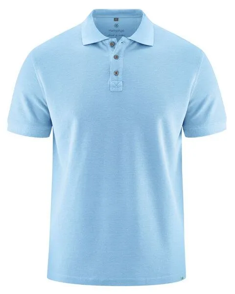 HempAge HempAge Herren Poloshirt Hanf/Biobaumwolle, Glacier(blau), – Produktbild 2 von 4