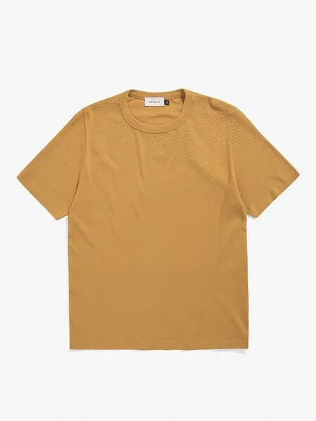 Rotholz Rotholz Herren Waffel T-Shirt aus Bio-Baumwolle, Mustard yellow (gelb), – Produktbild 1 von 2
