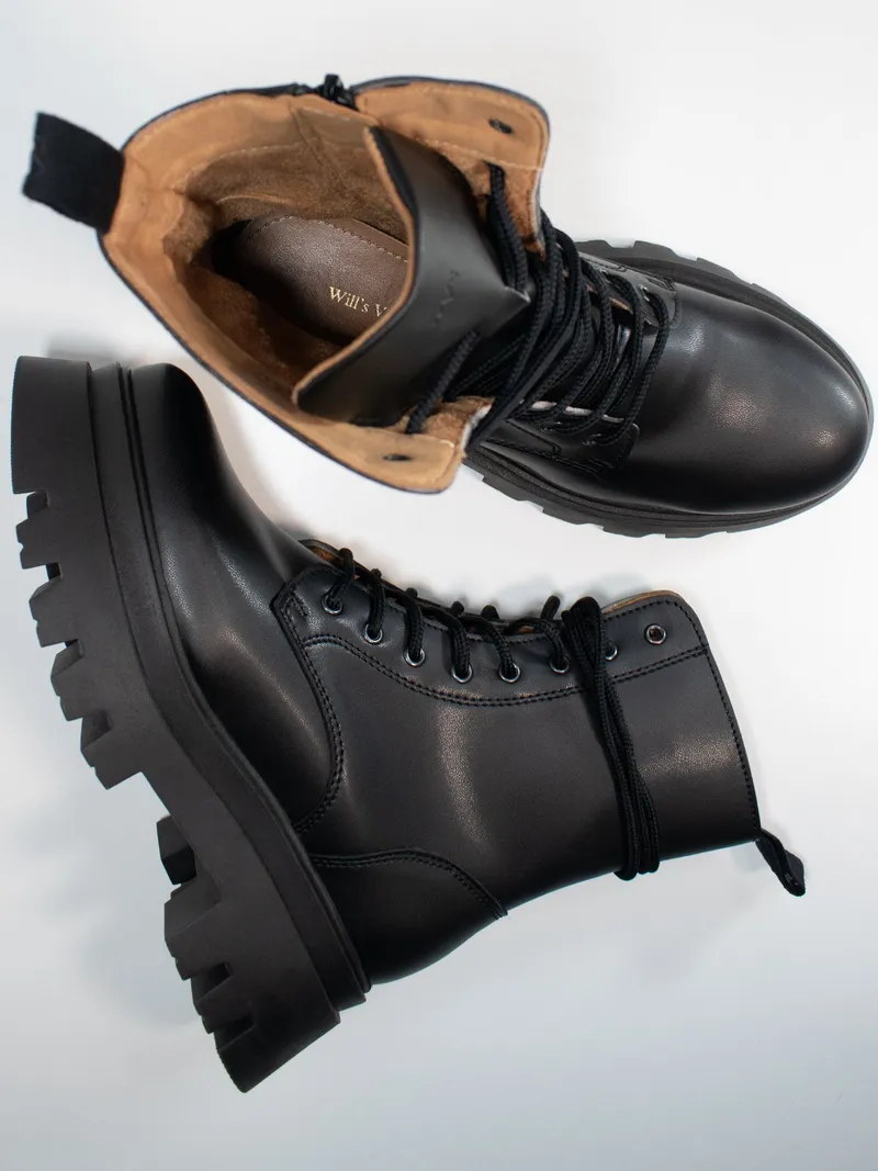 Will's Vegan Store Will's Vegan Store Damen vegan Schnürstiefel Track Sole 8-Loch Schwarz, Schwarz, – Produktbild 2 von 2