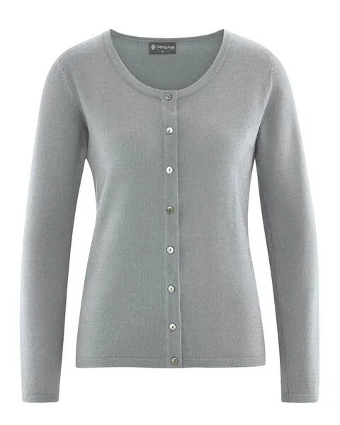 HempAge HempAge Edler Strickcardigan Wolle/Hanf/Biobaumwolle, Rock(grau), – Produktbild 1 von 3