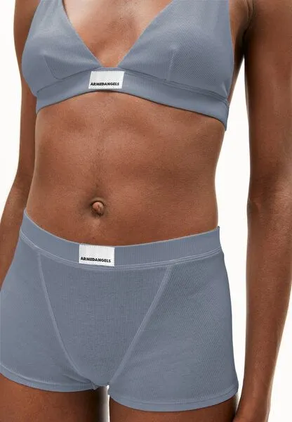ARMEDANGELS ARMEDANGELS ERYNAA RIB Damen Ripp-Shortie aus Bio-Baumwoll Mix, Blue stone, – Produktbild 3 von 4