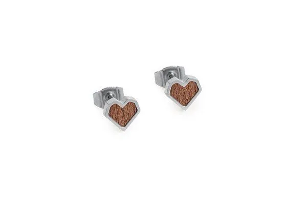 BeWooden BeWooden Herzchen Ohrringe Holz und Edelstahl Kombination, Red, – Produktbild 2 von 4