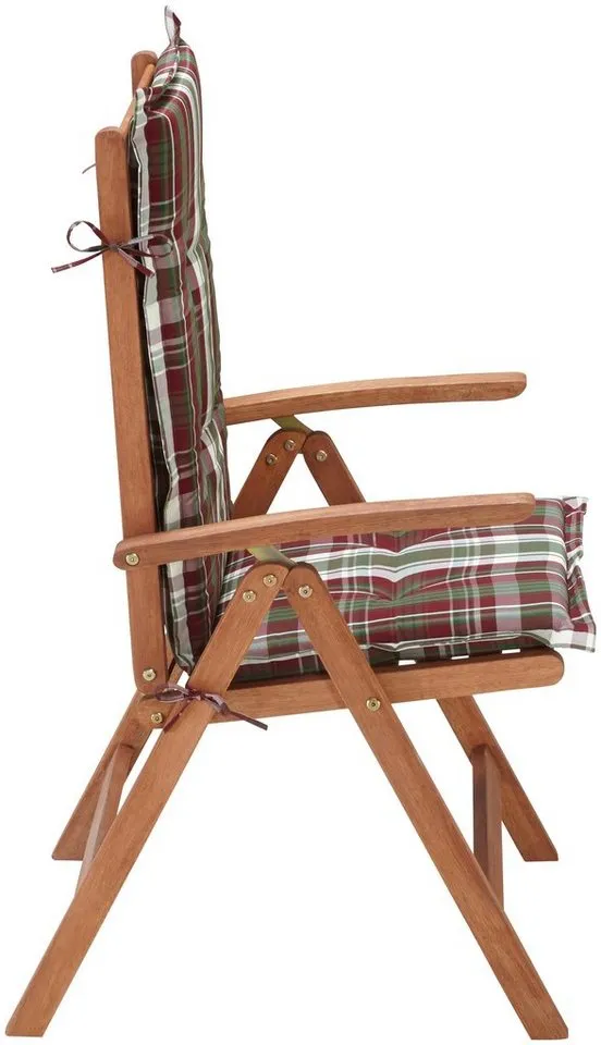 Merxx Merxx Garten-Essgruppe Borkum, (13-tlg., 6x Sessel, inkl. Sitz- und Rückenkissen, 1x Klapptisch 135x85 cm), Eukalyptusholz, FSC® Mix, geeignet für 6 Personen, Braun, – Produktbild 4 von 5