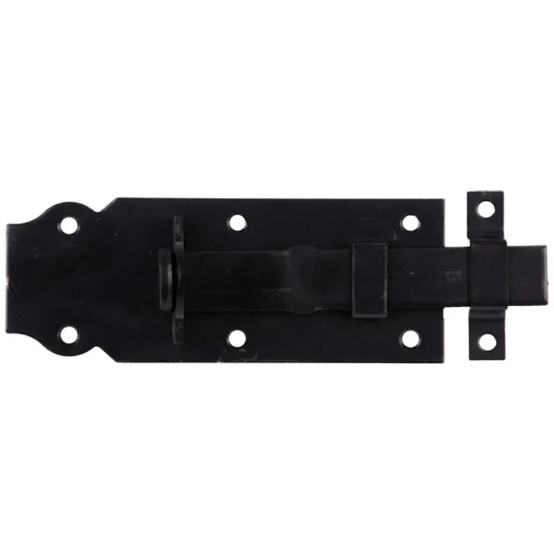 Alberts ALBERTS Schlossriegel, mit flachem Griff, gerade, mit Schlaufe, vz, sw, Platte LxB120x44mm – Produktbild 1 von 1