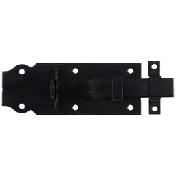 Alberts ALBERTS Schlossriegel, mit flachem Griff, gerade, mit Schlaufe, vz, sw, Platte LxB120x44mm – Produktbild 1 von 1