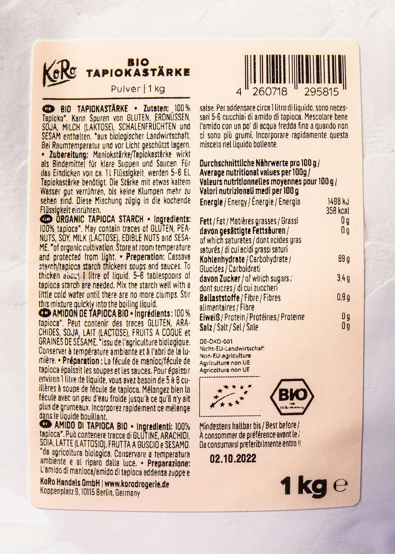 KoRo Bio Tapiokastärke 1 kg – Produktbild 1 von 5