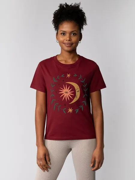 watapparel watapparel T-Shirt Frauen Love and flex, Burgundy, – Produktbild 1 von 3