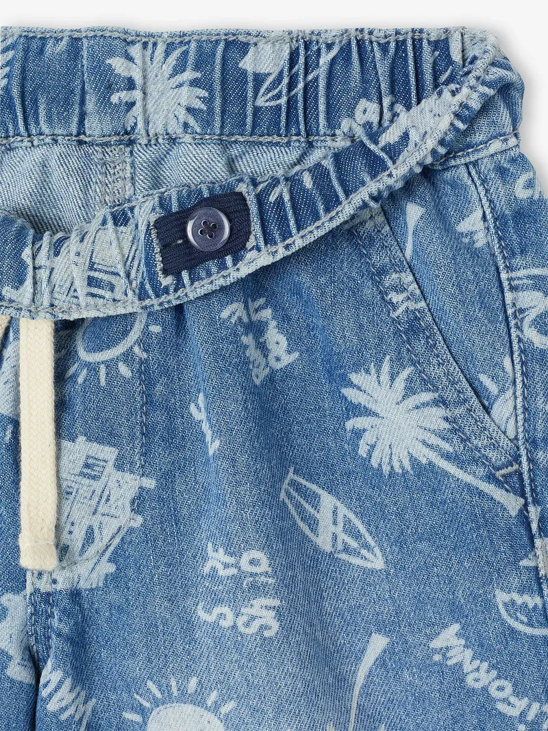 Vertbaudet Jungen Jeans-Shorts mit Dehnbund, Blau bedruckt, – Produktbild 4 von 4
