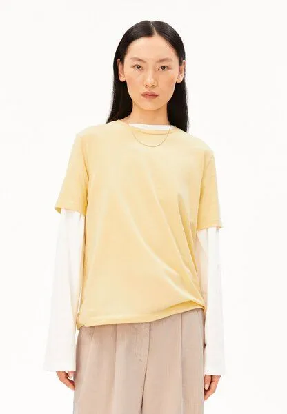 ARMEDANGELS ARMEDANGELS LUALAA Damen T-Shirt aus Bio-Baumwolle, Golden hay, – Produktbild 1 von 4