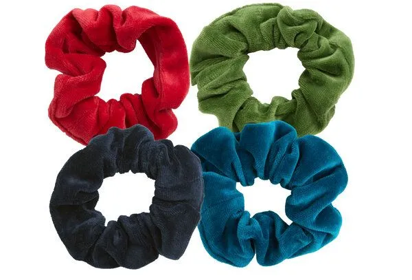 Leela Cotton Leela Cotton 4er Scrunchies, Rot/waldgrün/nachtblau/blau, – Produktbild 1 von 1