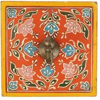 El Puente El Puente Garderobenhaken aus Holz in Orange mit Mandala | Fair Trade & Handmade aus Indien – Produktbild 1 von 1