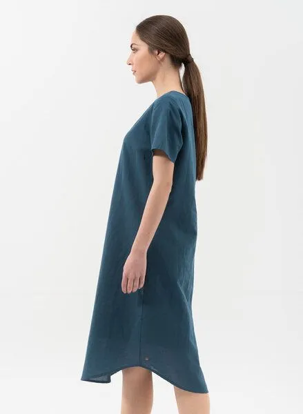 ORGANICATION ORGANICATION Kleid aus Leinen mit Bio-Baumwolle, Navy, – Produktbild 3 von 4