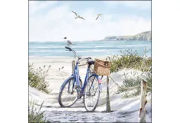 Ambiente Luxury Paper Products Papierserviette, Servietten Papier 33x33cm 3-lag mit Fahrrad am Strand Motiv 20 Stück – Produktbild 1 von 1